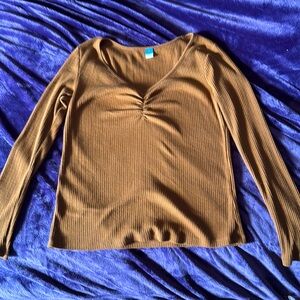Brown Old Navy Ruched Front Shirt